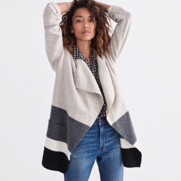 Madewell Sweaters - Madewell Meridian Color block wool sweater coat